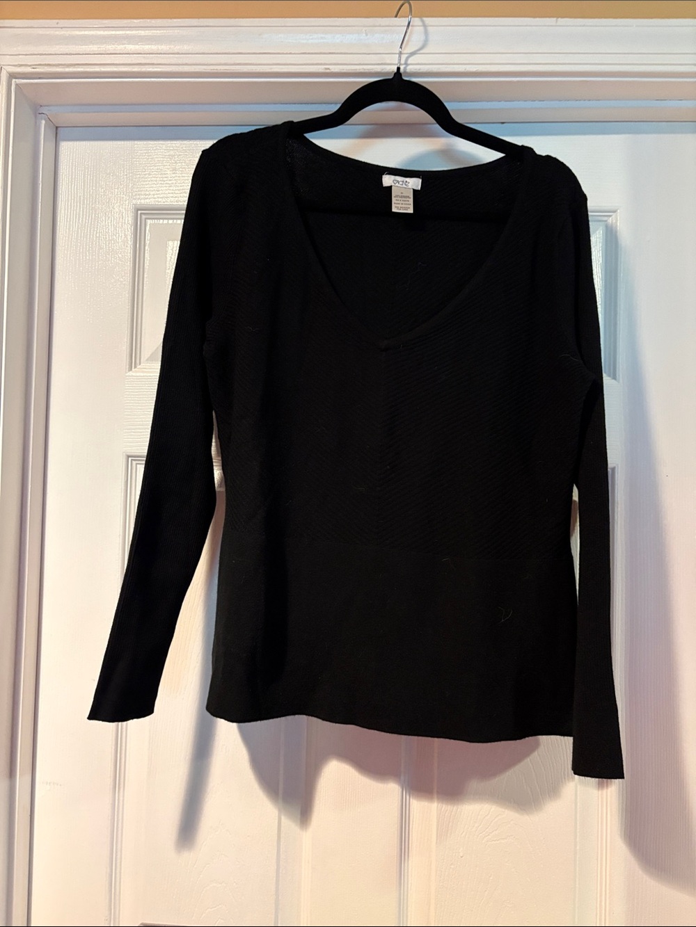 Cache Black V-Neck Sweater